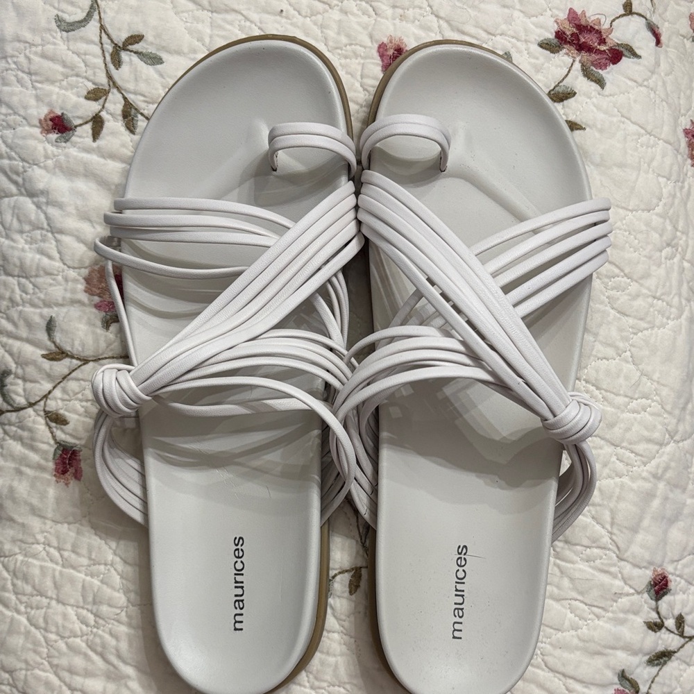 Maurices White Strappy Slide Sandals